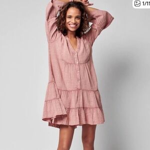 Faherty Pink Tiered Dress